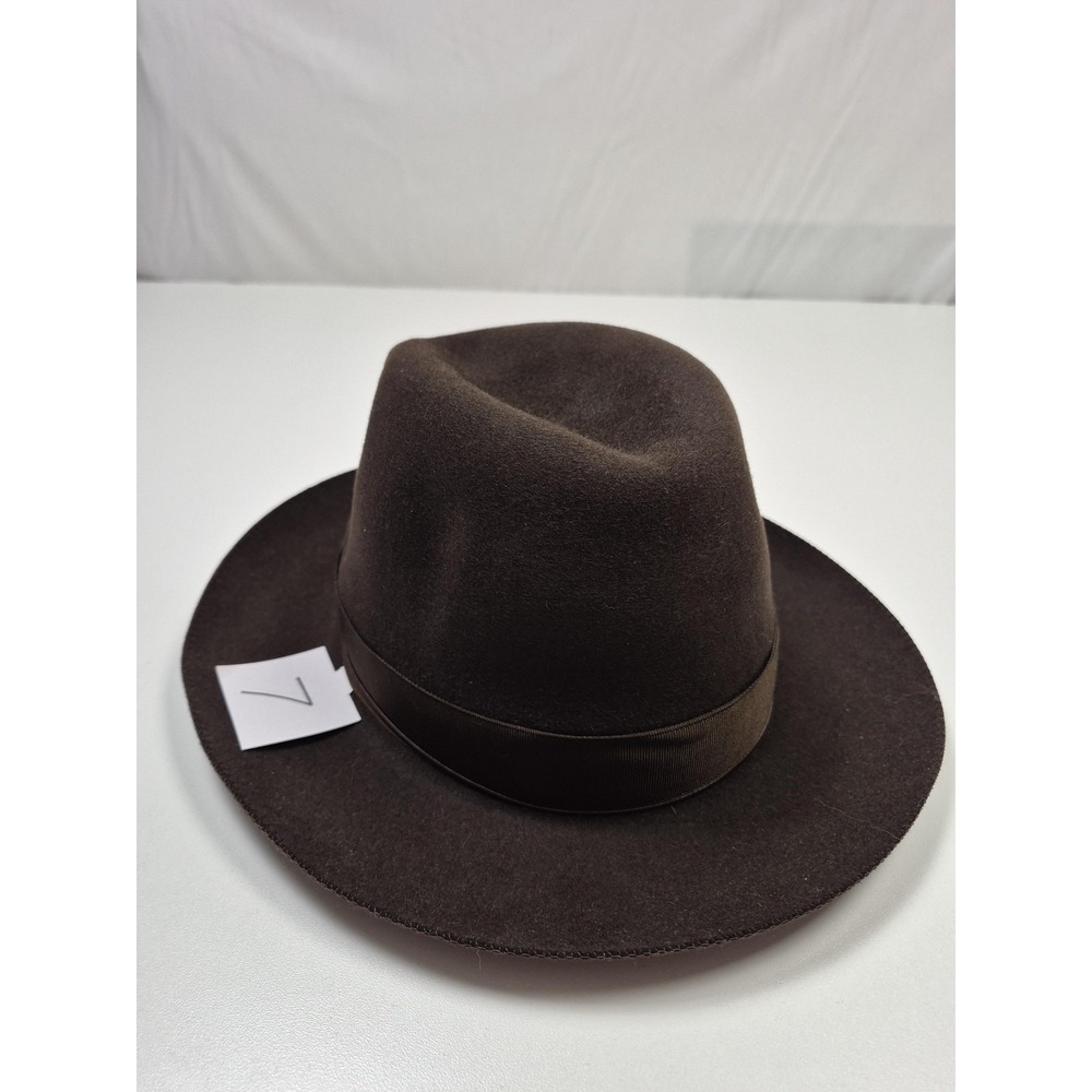 Borsalino Alessandria Fedora Hat Fitted Mens 7 Brown Felt Lined Espresso Italy